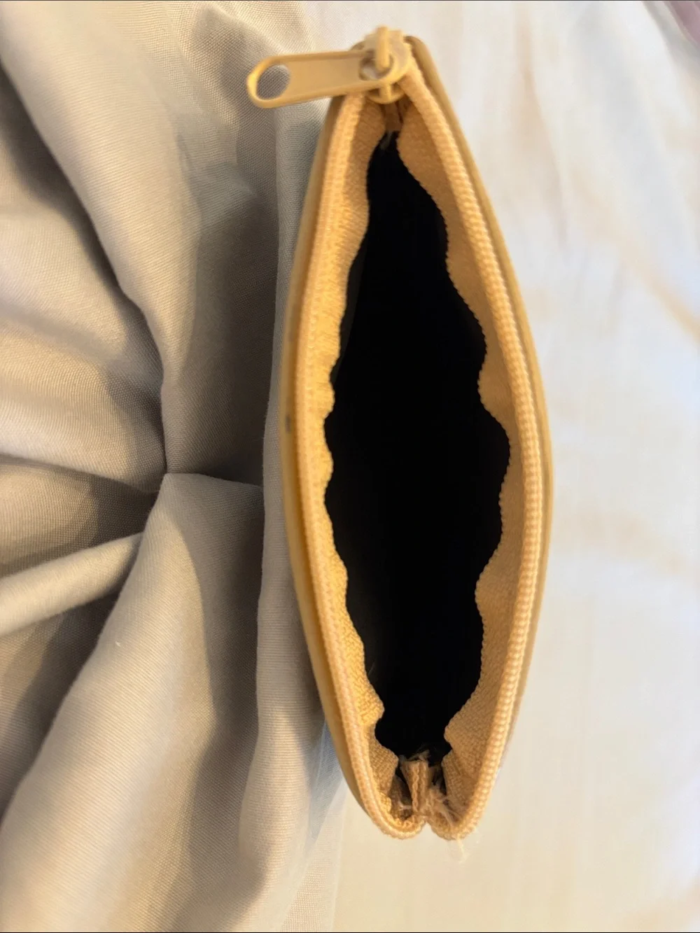Traditional Thai Black and Gold Brocade Cosmetic Coin Pouch with Purple Detail